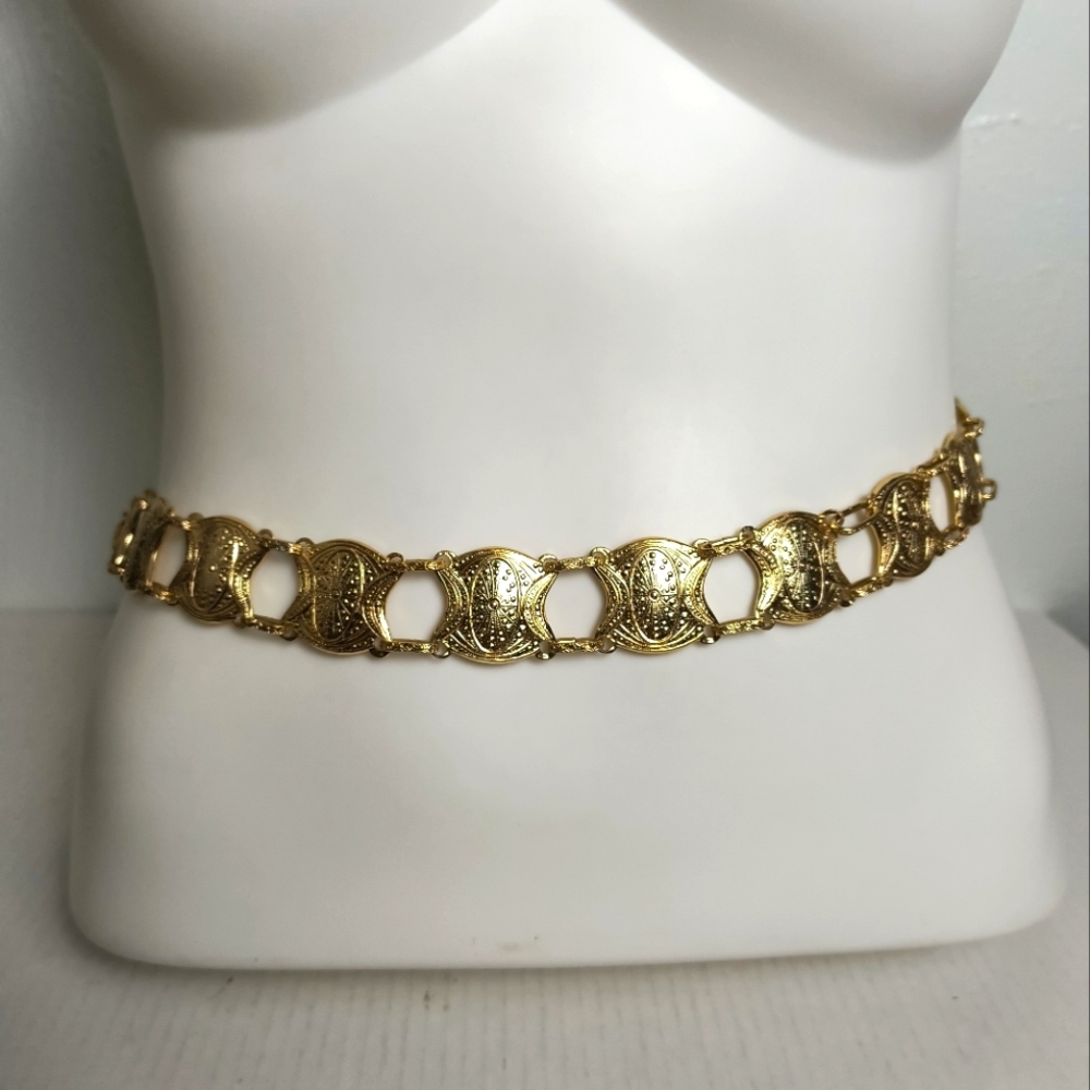 Vintage Gold Toned Chain Link Waist Belt Rare Hong Kong